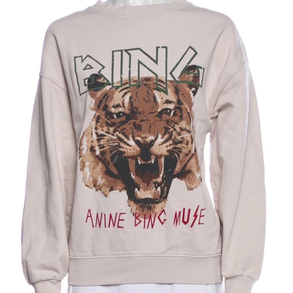 Anine Bing Cream Tiger Graphic Men's Sweater